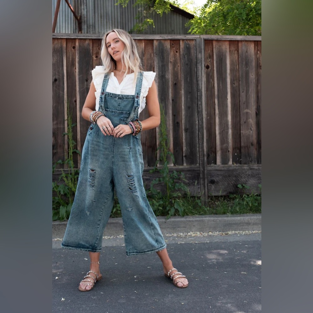 High Hopes Slouchy Denim Overalls - Size Small